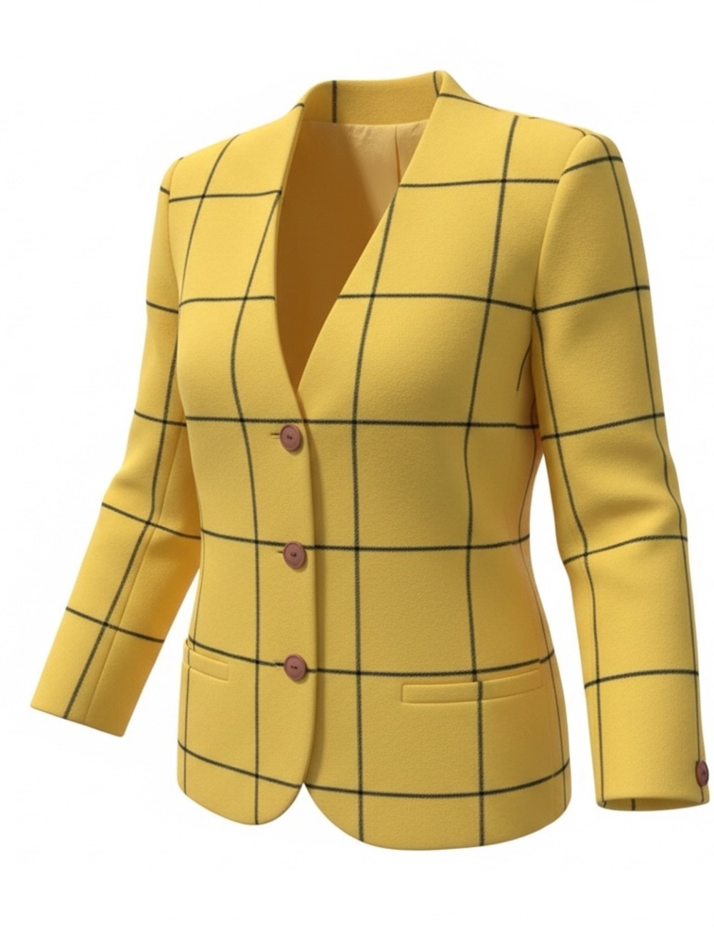 Vintage 80s Bill Blass designer Yellow Windowpane Blazer Jacket